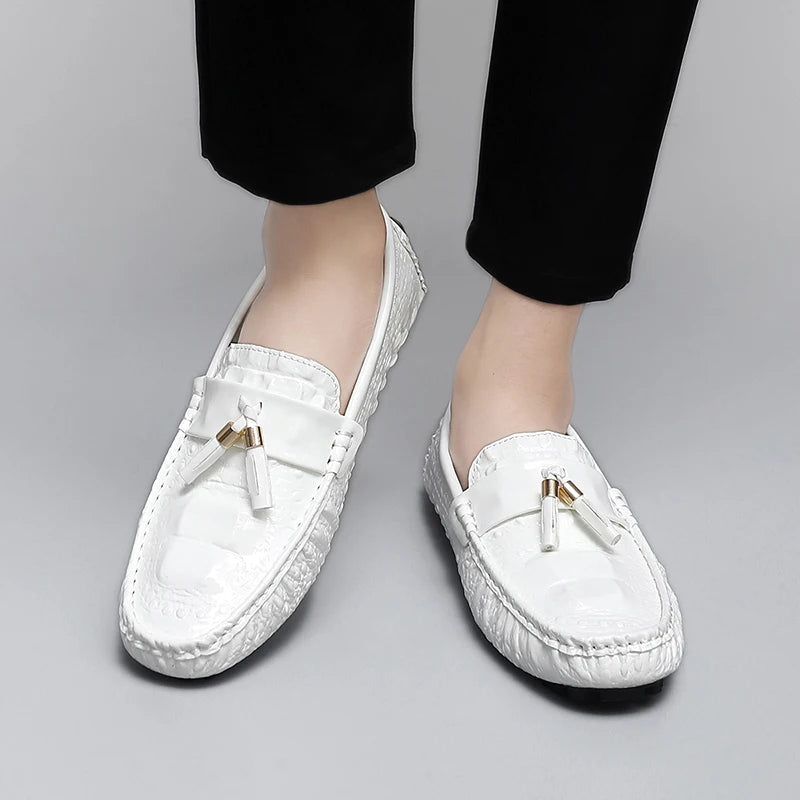 Mocassin Croco Blanc Unisexe
