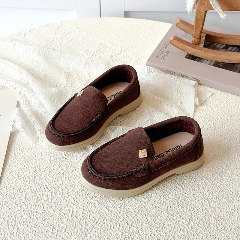 Spring Boy's Loafers Sewing Slip-on Handsome Daily Kid's Flat Shoe Solid Colors Anti-slip Fashion Comfy Children Shoes 7-12Y