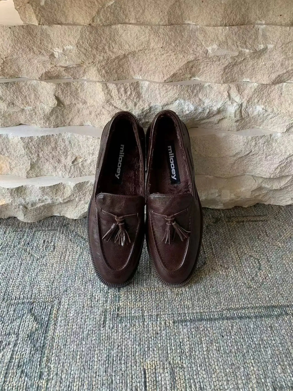 Casual Loafers Women Suede Tassel Round Toe Non-Slip Flat Shoes Women Flat Comfortable Vintage Loafers