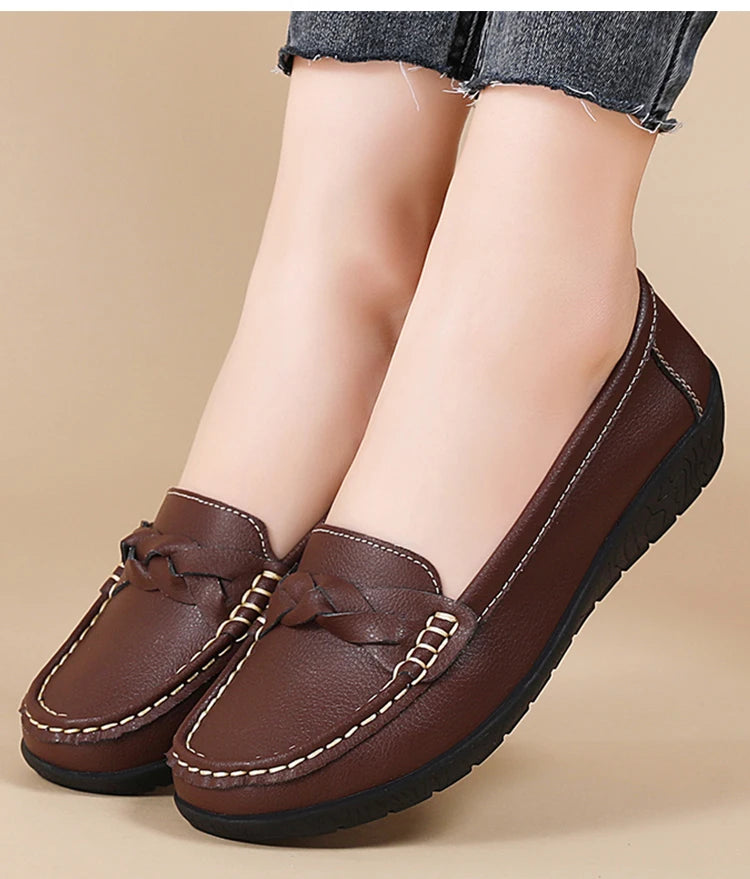 Women Shoes Soft Leather Women's Loafer 2025 New Flats Slip On Casual Shoes Flat Shoes Women White Footwear Zapatos De Mujer
