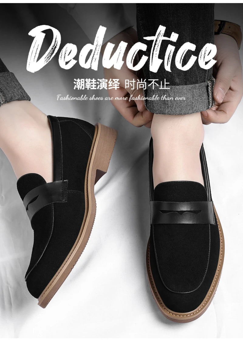 Men Loafer Shoes 2026 New Retro Nubuck Leather Shoes British Style Slip On Lazy Single Shoes Business Casual Leather Shoes For M