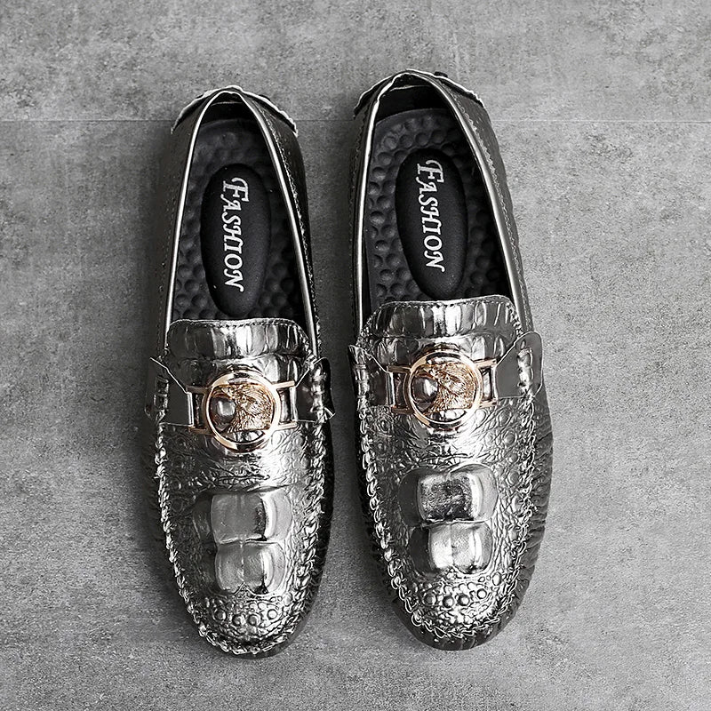 Mocassin Argenté Homme