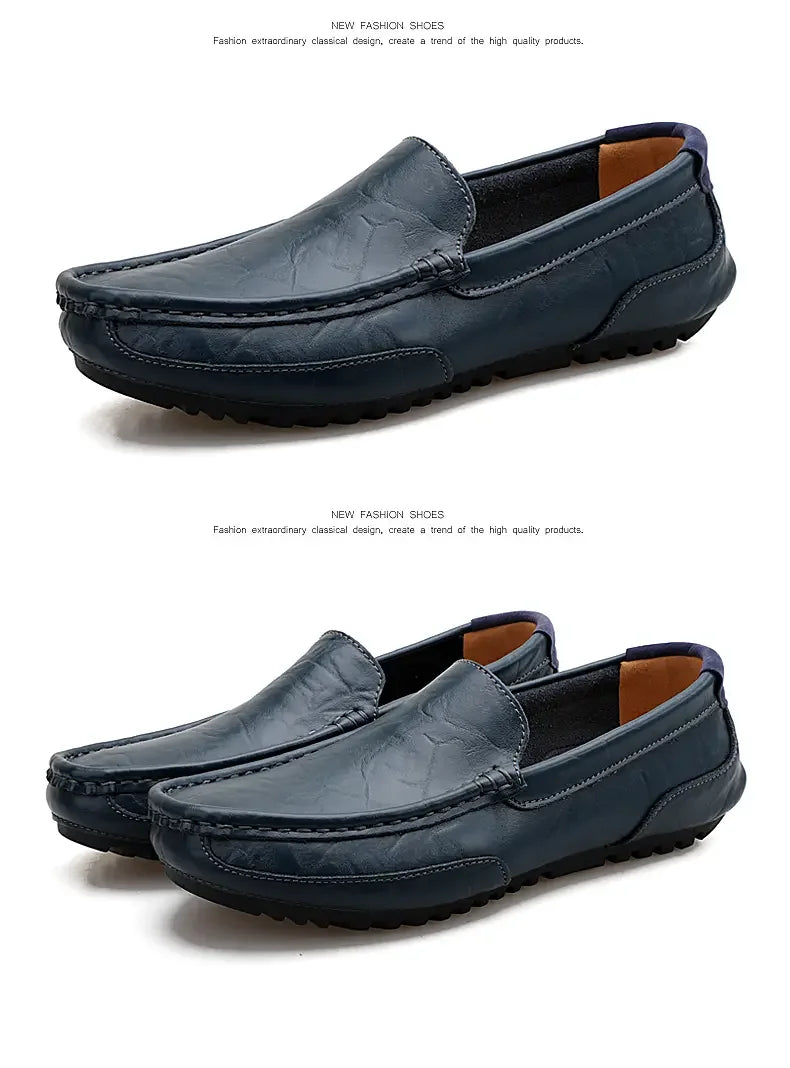 Mocassin Perforé Homme Bleu