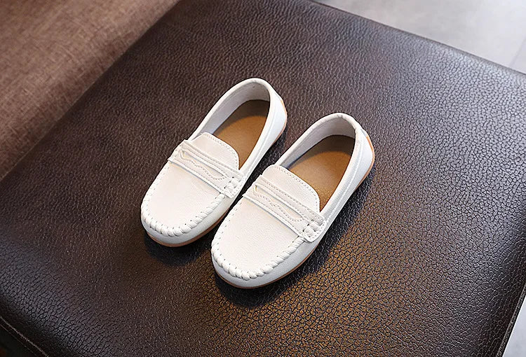 Boys Shoes Spring Autumn Kids Oxfords Boys Slip-on Flats Soft PU Leather Shoes Toddler Black White Loafers For Boy