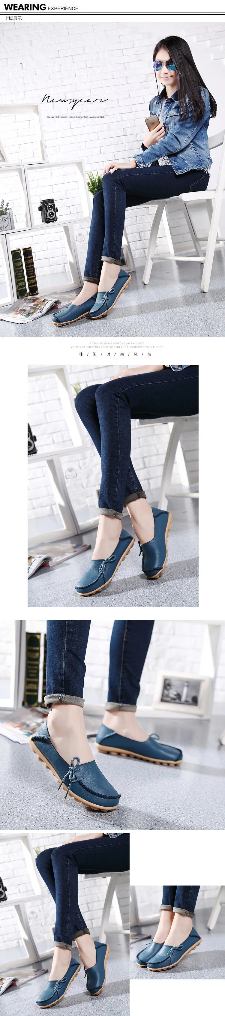 New Moccasins Women Flats 2026 Autumn Woman Loafers Genuine Leather Female Shoes Slip On Ballet Bowtie Women's Shoes Big Size