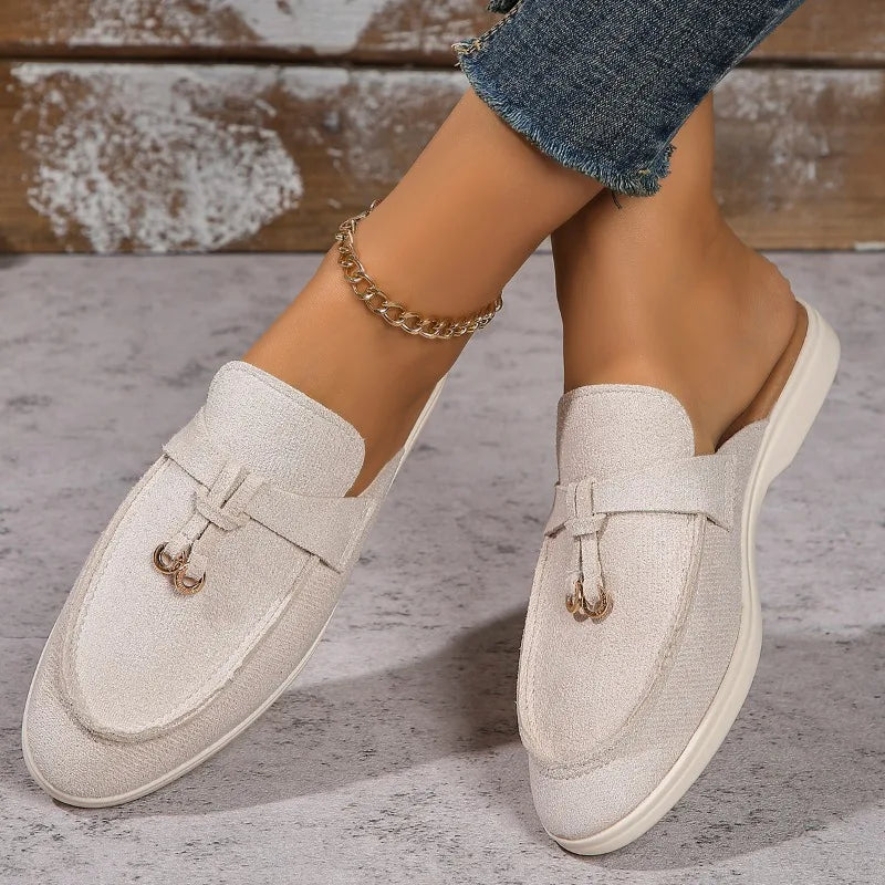 2025 New Casual Flat Bottom Lock Tassel Loafers Fashion Women Single Shoes Brand Metal Buckle Slipper Comfortable Slip on Shoes