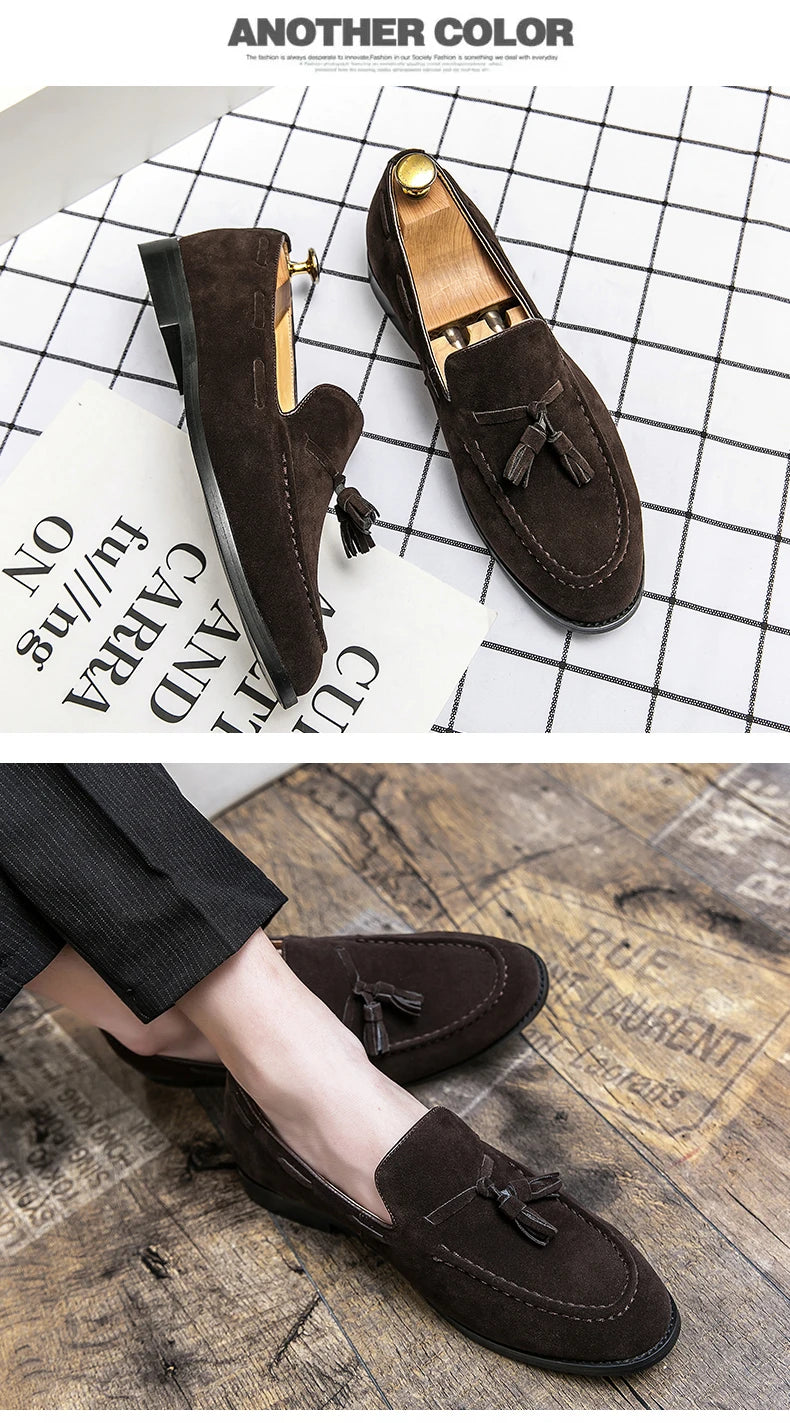 Men Casual Shoes Classic Flat Loafers Male Tassel Casual Business Leather Shoes Man Social Party Formal Loafers Male
