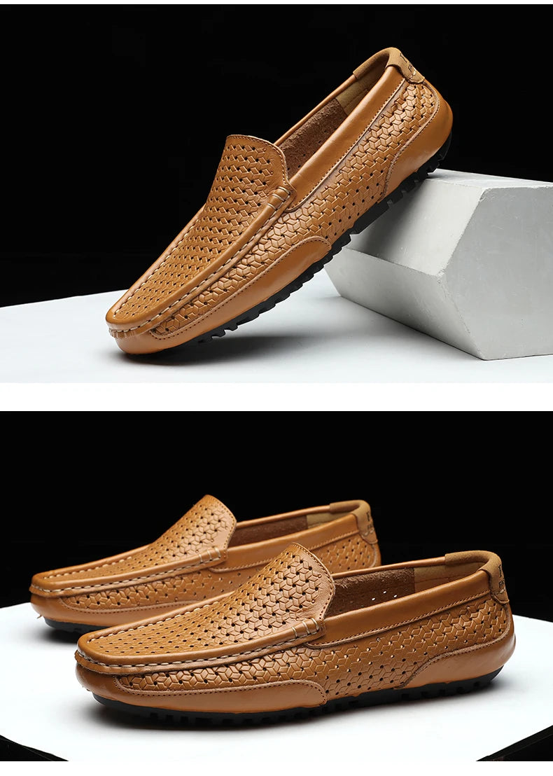 Mocassin Perforé Homme Bleu