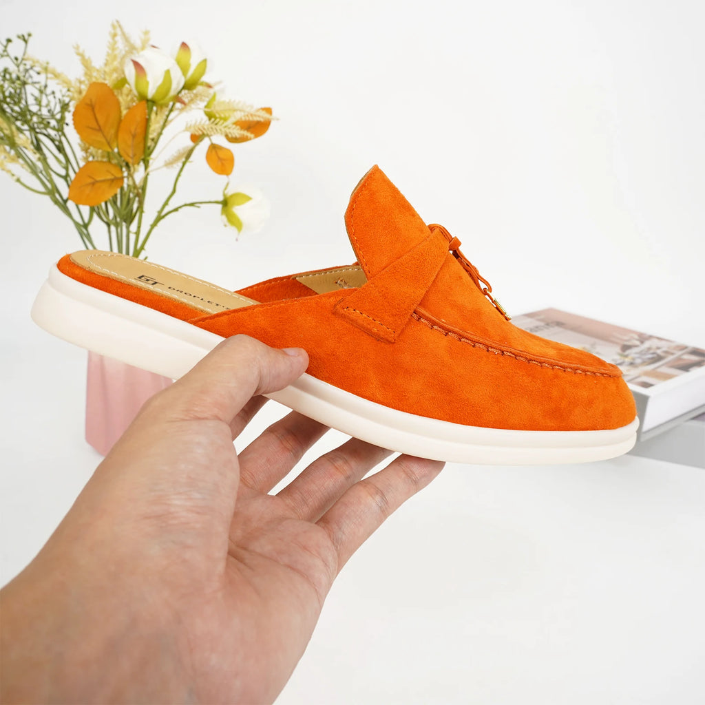 Luxury Designer Tassel Suede Leather Loafers for Women Slip On Slippers Flat Shoes Work Walking Shoes High Quality，GJ Brand 44