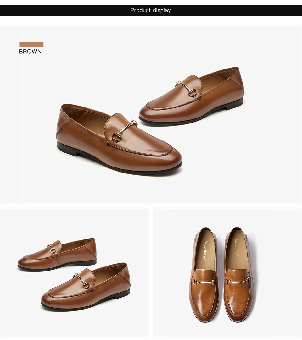BEAUTODAY Dress Shoes Women Loafers Cow Leather Sheepskin Rubber Formal Business Suit Ladies 2025 Spring Autumn Handmade 27171