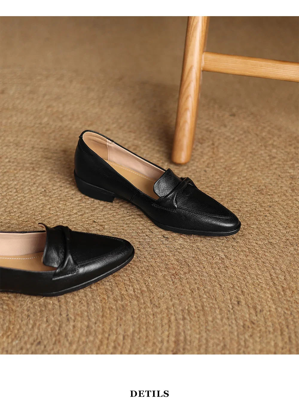 2025 spring autumn women pumps natural leather 22-25cm soft sheepskin+cowhide+pigskin pointed toe thick heel loafers women shoes