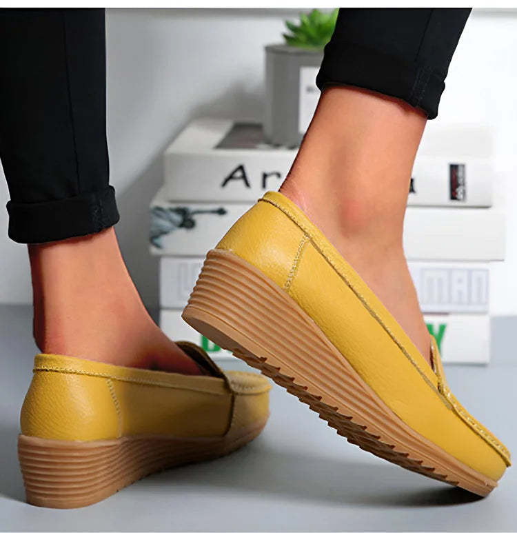Leather Shoes For Women Flats White Black Loafers With Heels Shoes Casual Women's Moccasins Slip On Flat Shoes Summer Footwear