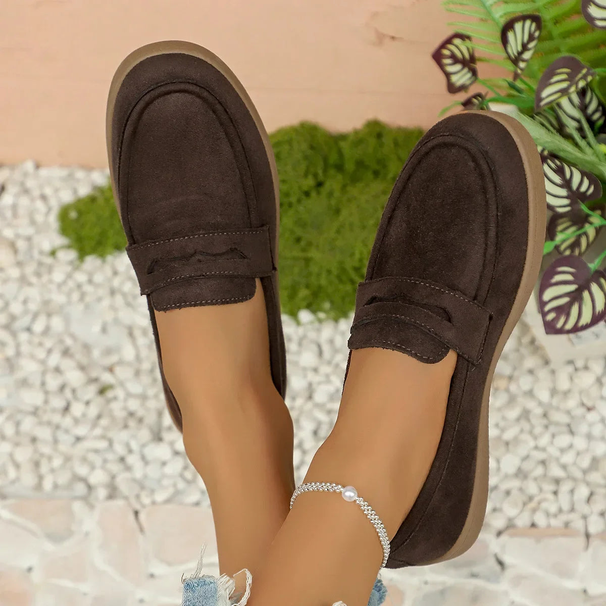 Women's Tassel Slip on Loafers Fashion Comfort Outdoor Flats Casual Shoes Daily Walking Shoes British Style Suede Sneakers 43