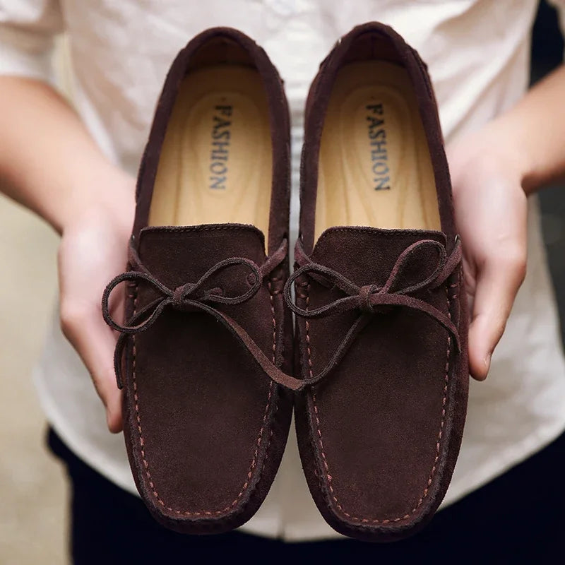 Suede Shoes Men Size 38-49 Luxury Men Loafers Soft Moccasins Man High Quality Shoes Casual Genuine Leather Driving Flats Penny