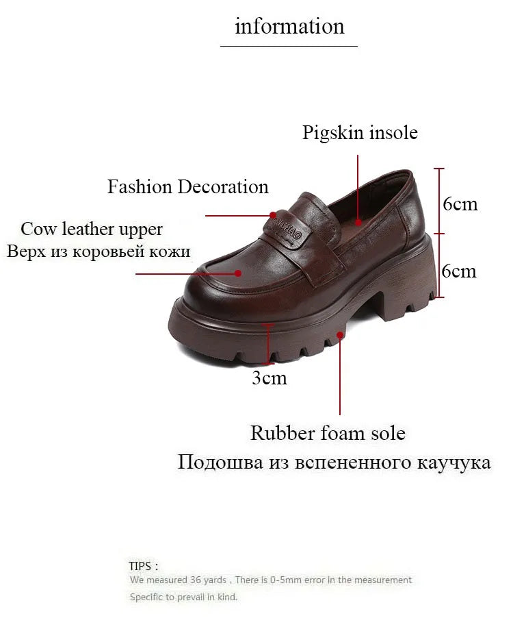 DRKANOL 2026 Spring Women Shoes Thick Heel Slip On Loafers Handmade Retro Chunky Platform Round Toe Pumps Ladies High Heel Shoes