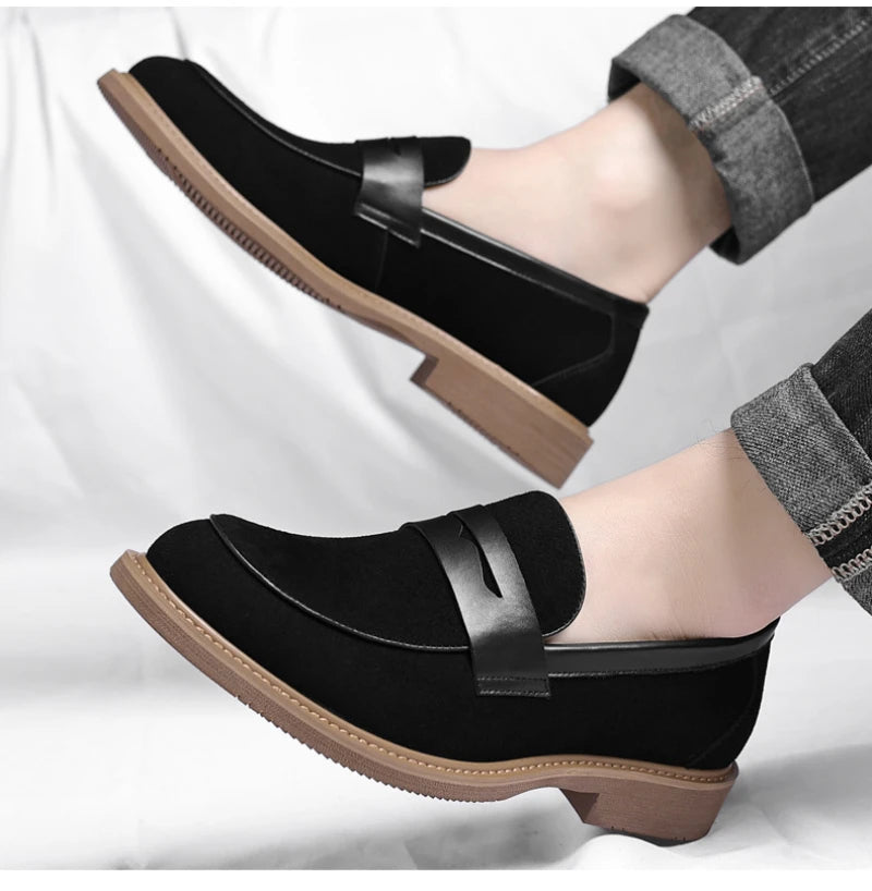 Men Loafer Shoes 2026 New Retro Nubuck Leather Shoes British Style Slip On Lazy Single Shoes Business Casual Leather Shoes For M
