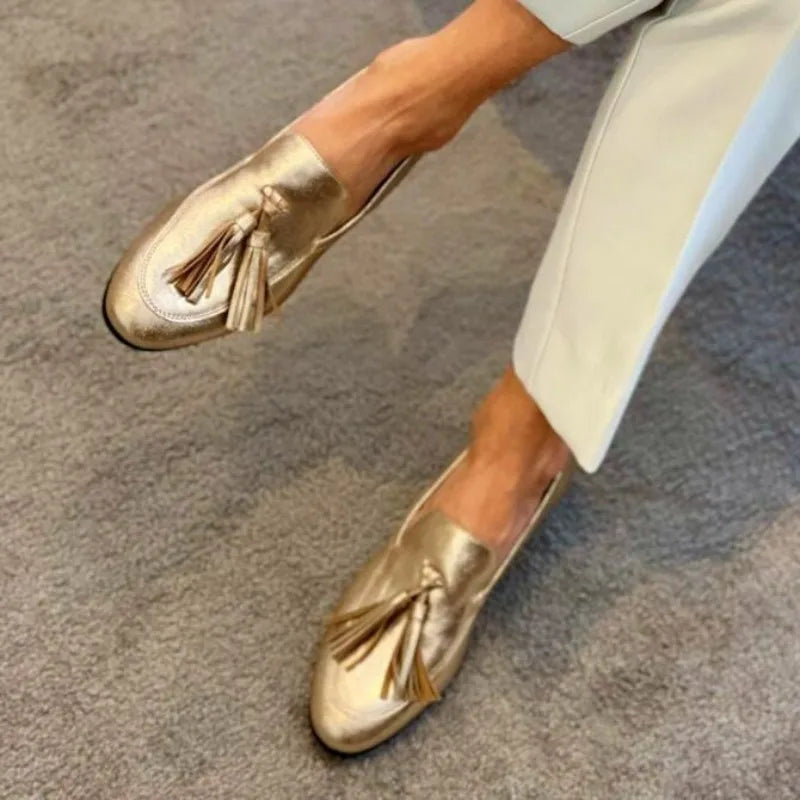 Spring Autumn New Loafers Shoes Women Shallow Mouth Tassel Large Size 34-43 Casual Flat  Shoes Women