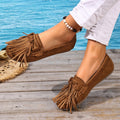 Summer Tassel Loafers for Women, Retro Suede Flat Shoes, Bohemian Style Slip-On Bean Shoes, Versatile Women's Shoes