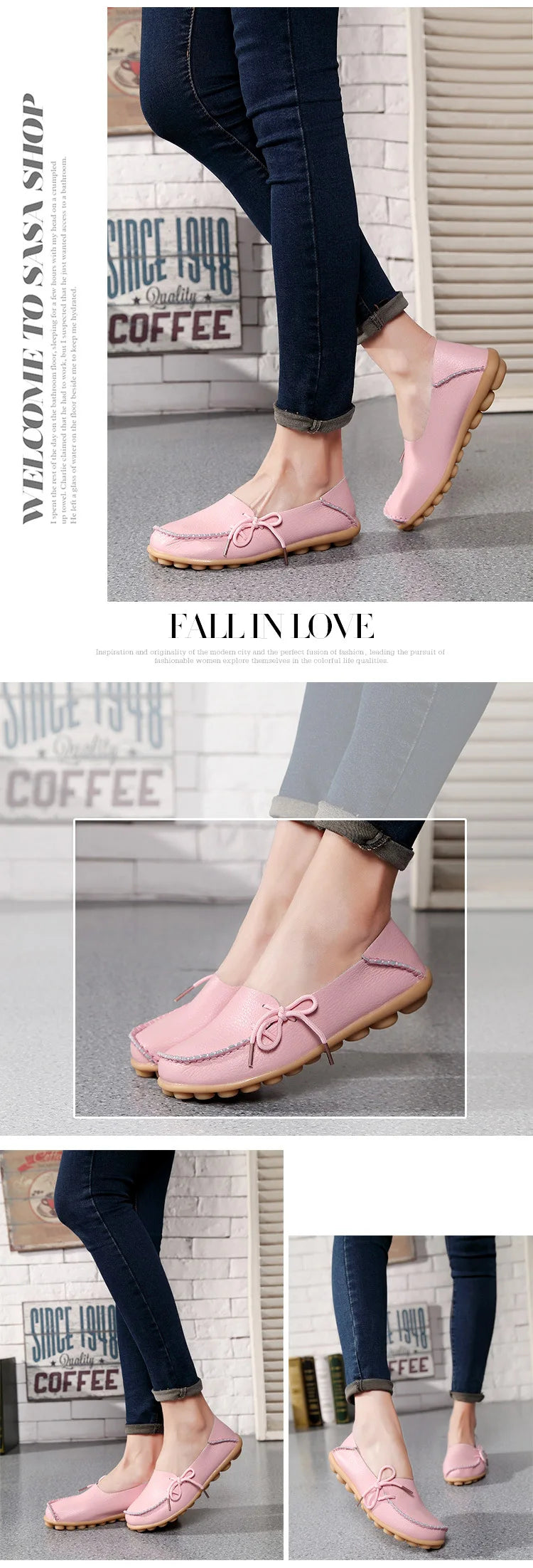 New Moccasins Women Flats 2026 Autumn Woman Loafers Genuine Leather Female Shoes Slip On Ballet Bowtie Women's Shoes Big Size