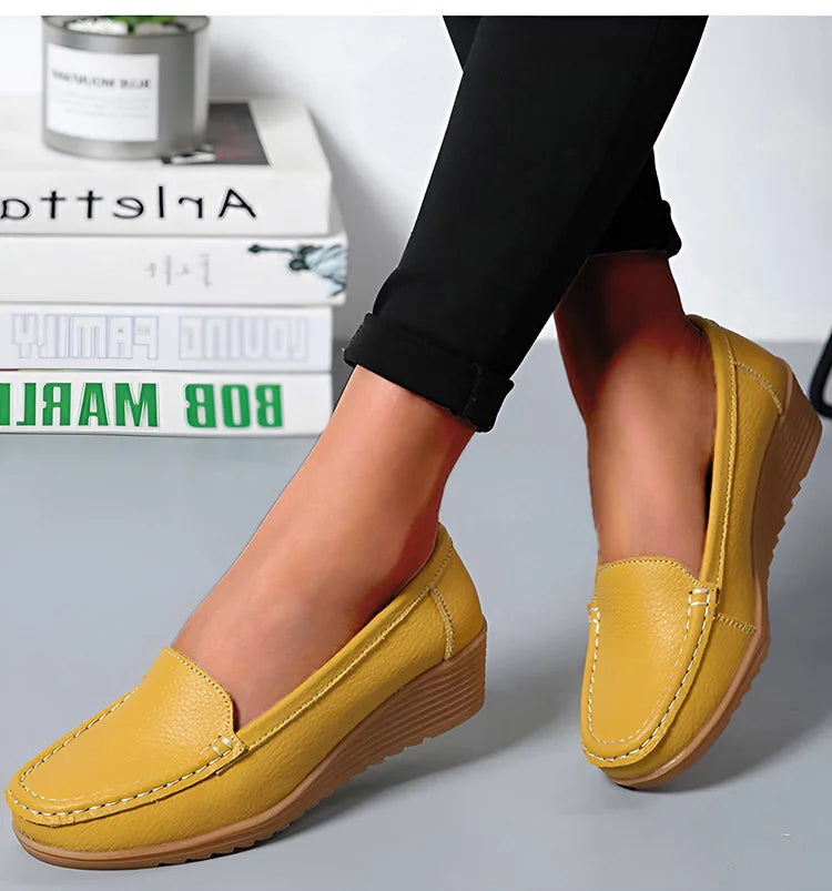 Leather Shoes For Women Flats White Black Loafers With Heels Shoes Casual Women's Moccasins Slip On Flat Shoes Summer Footwear