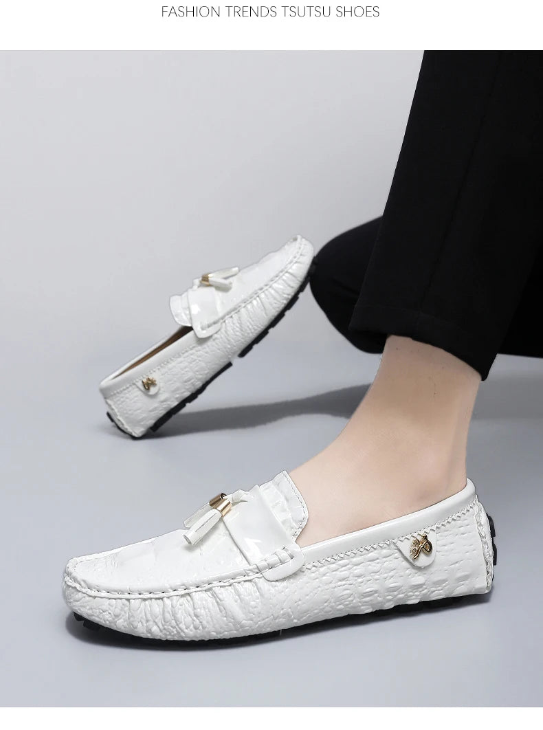 Mocassin Croco Blanc Unisexe