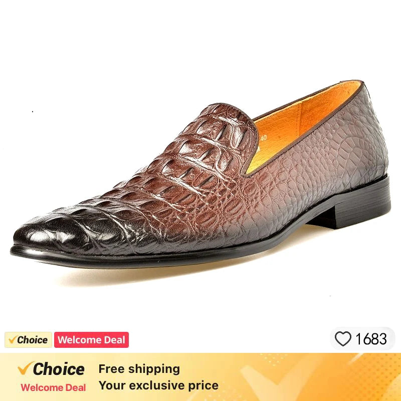 Mocassin Croco Marron Homme