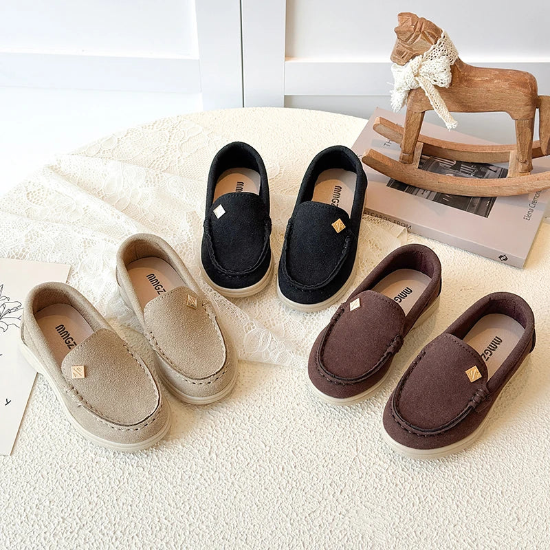 Spring Boy's Loafers Sewing Slip-on Handsome Daily Kid's Flat Shoe Solid Colors Anti-slip Fashion Comfy Children Shoes 7-12Y