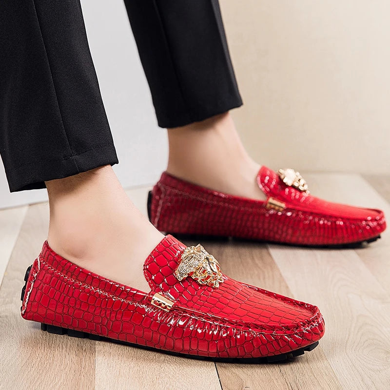Mocassin Croco Rouge Homme