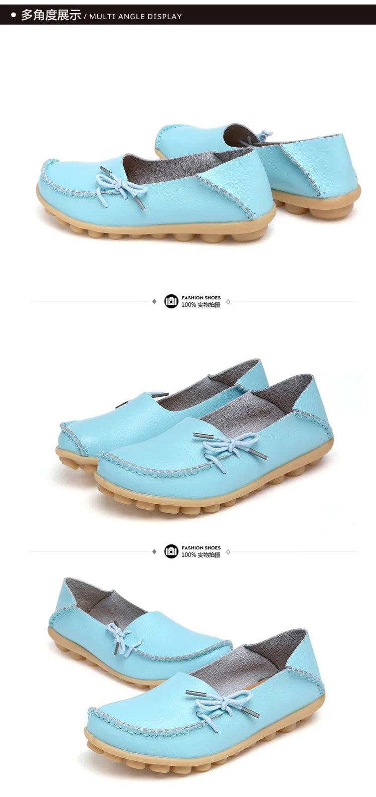 New Moccasins Women Flats 2026 Autumn Woman Loafers Genuine Leather Female Shoes Slip On Ballet Bowtie Women's Shoes Big Size