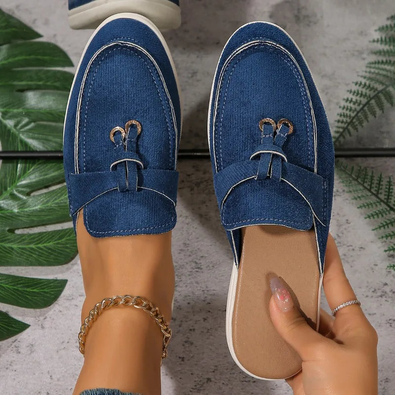 2025 New Casual Flat Bottom Lock Tassel Loafers Fashion Women Single Shoes Brand Metal Buckle Slipper Comfortable Slip on Shoes