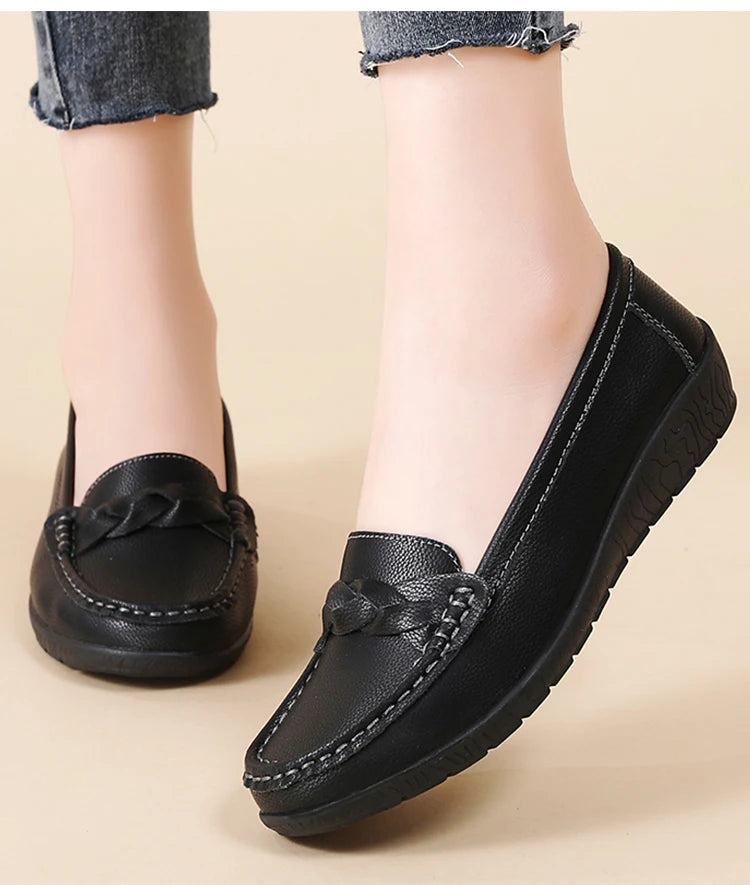 Women Shoes Soft Leather Women's Loafer 2025 New Flats Slip On Casual Shoes Flat Shoes Women White Footwear Zapatos De Mujer