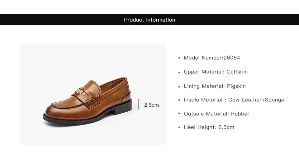 BeauToday Penny Loafers Women Genuine Calfskin Slip On Round Toe Square Heel Shallow Casual Spring Outdoor Ladies Shoes 26084