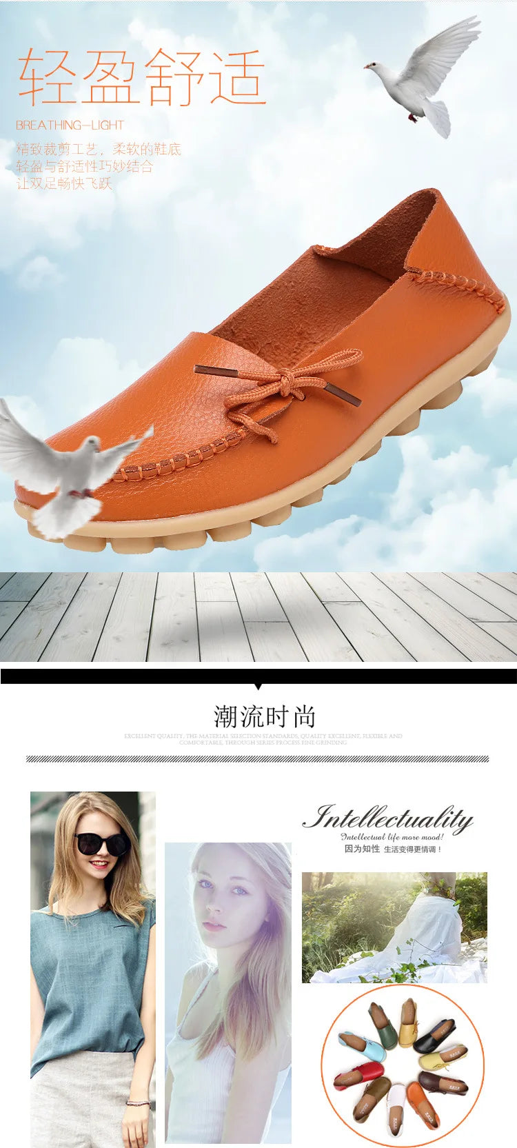 New Moccasins Women Flats 2026 Autumn Woman Loafers Genuine Leather Female Shoes Slip On Ballet Bowtie Women's Shoes Big Size