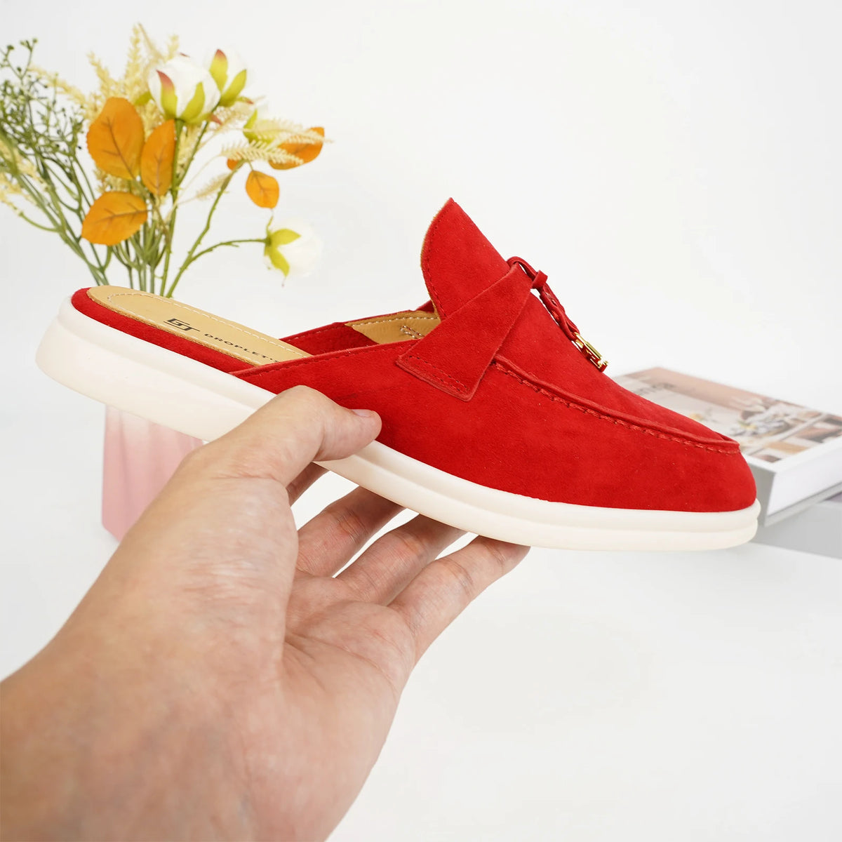 Luxury Designer Tassel Suede Leather Loafers for Women Slip On Slippers Flat Shoes Work Walking Shoes High Quality，GJ Brand 44
