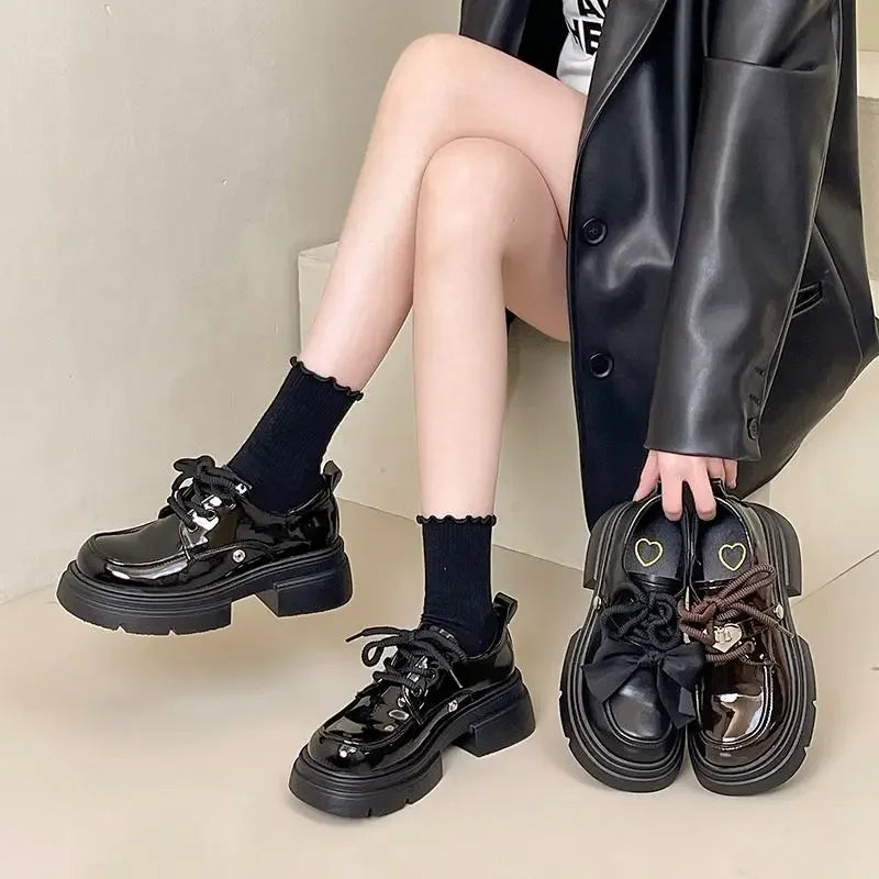 Shoes for Women Loafers Round Toe Block Heel Moccasins Woman Pumps Korean Style Chic Point With Discount Beau Today Young Casual