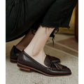Retro British Style Square Head Women's Loafers Shoes 2022 Summer New Style Tassel Comfortable Single Shoes Women Brown Shoes