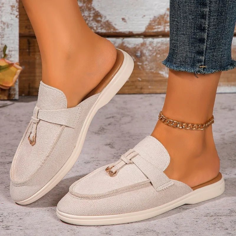 2025 New Casual Flat Bottom Lock Tassel Loafers Fashion Women Single Shoes Brand Metal Buckle Slipper Comfortable Slip on Shoes