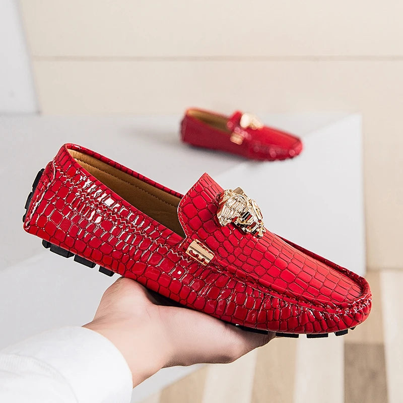 Mocassin Croco Rouge Homme