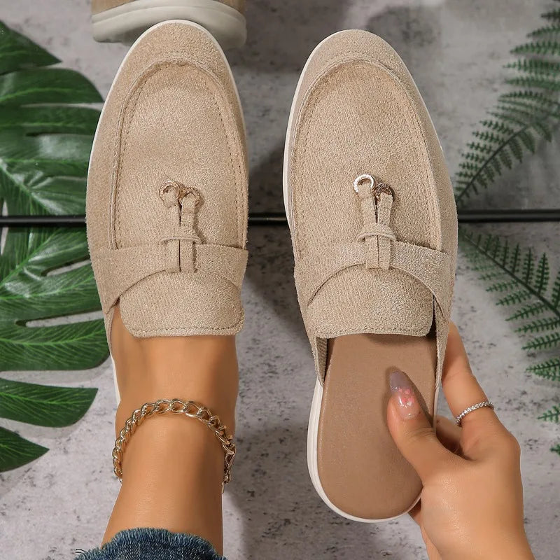 2025 New Casual Flat Bottom Lock Tassel Loafers Fashion Women Single Shoes Brand Metal Buckle Slipper Comfortable Slip on Shoes
