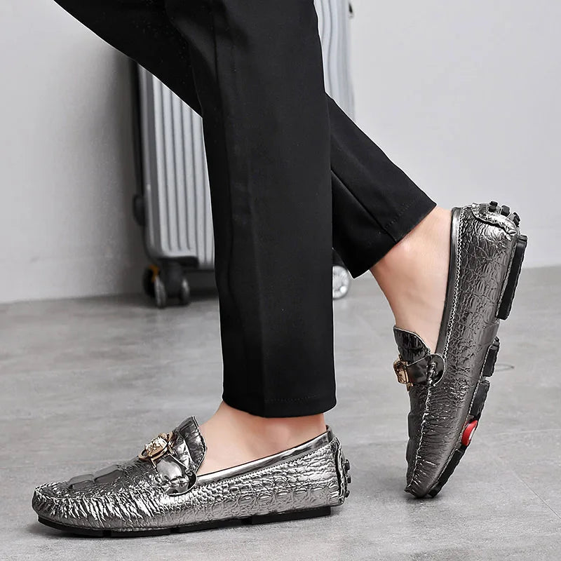 Mocassin Argenté Homme
