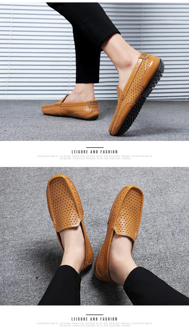 Mocassin Perforé Homme Bleu