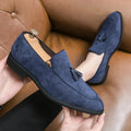Loafers Men Plaid Tassel Suede Brown Square Toe Party Wedding Shoes for Men with  Dress Shoes Men