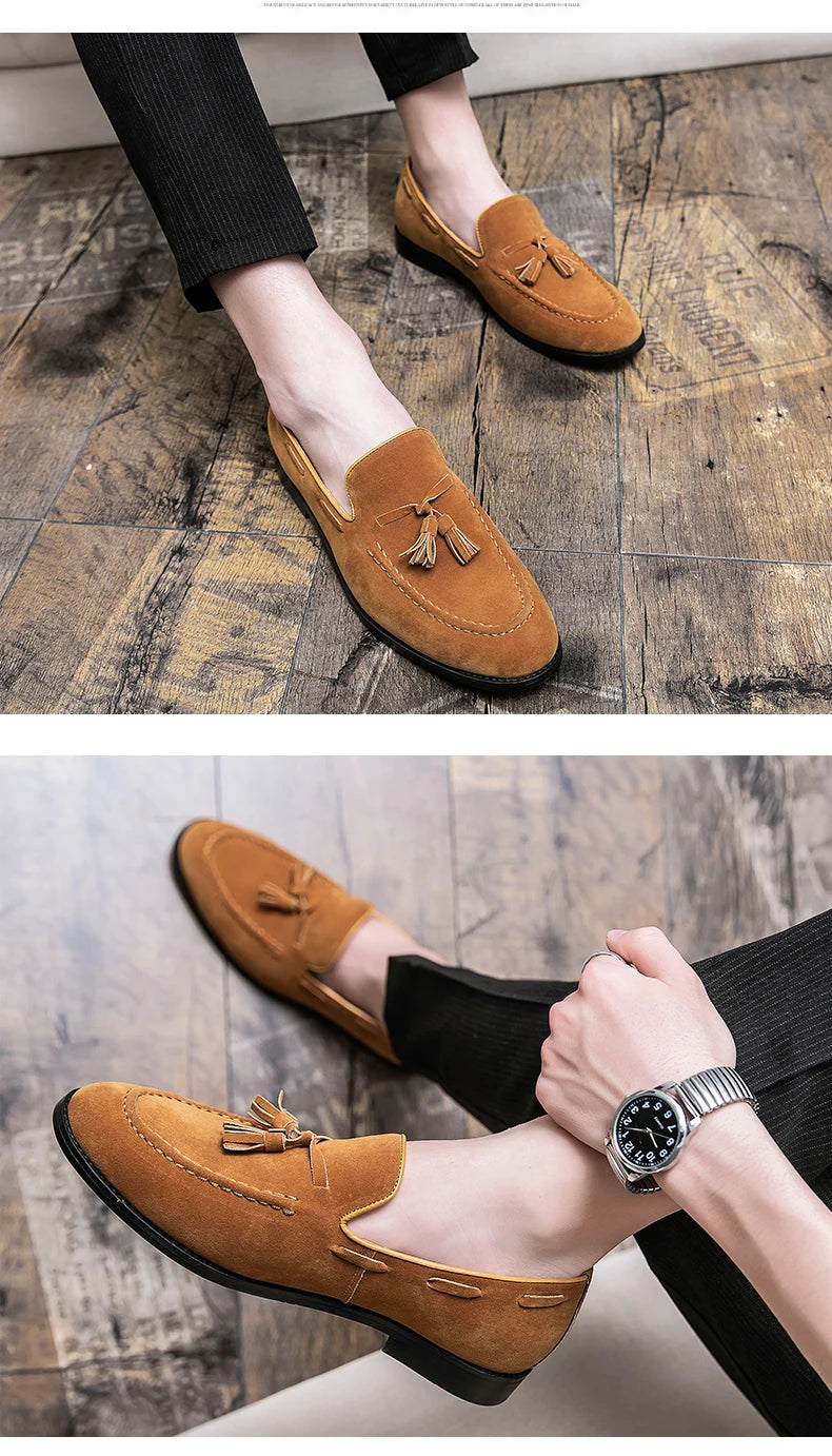 Men Casual Shoes Classic Flat Loafers Male Tassel Casual Business Leather Shoes Man Social Party Formal Loafers Male