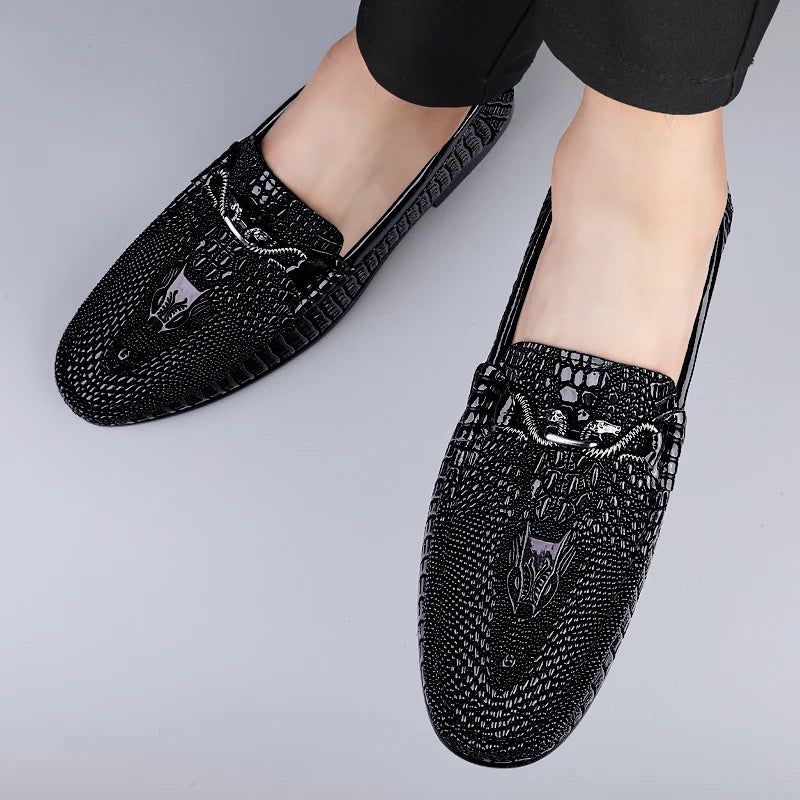 Mocassin Croco Homme Noir