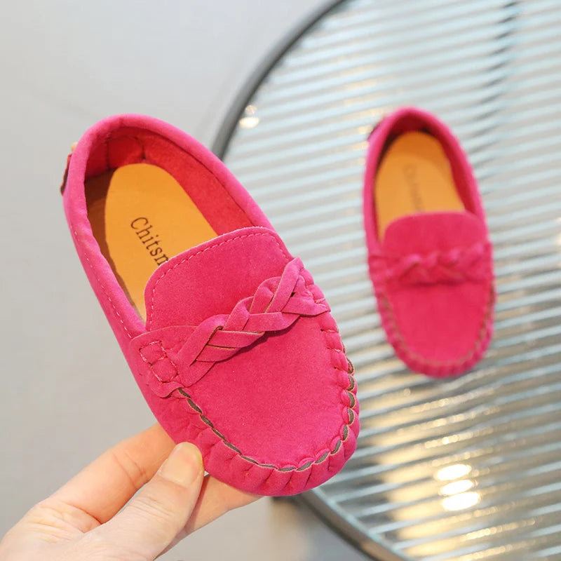 Boys Flat Leather Shoes Fashion Kids Flats Loafers Slip-on Moccasins Classic Children Party Shoes Soft Breathable Classic Braid
