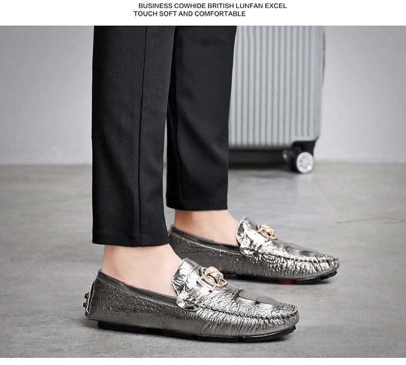 Mocassin Argenté Homme