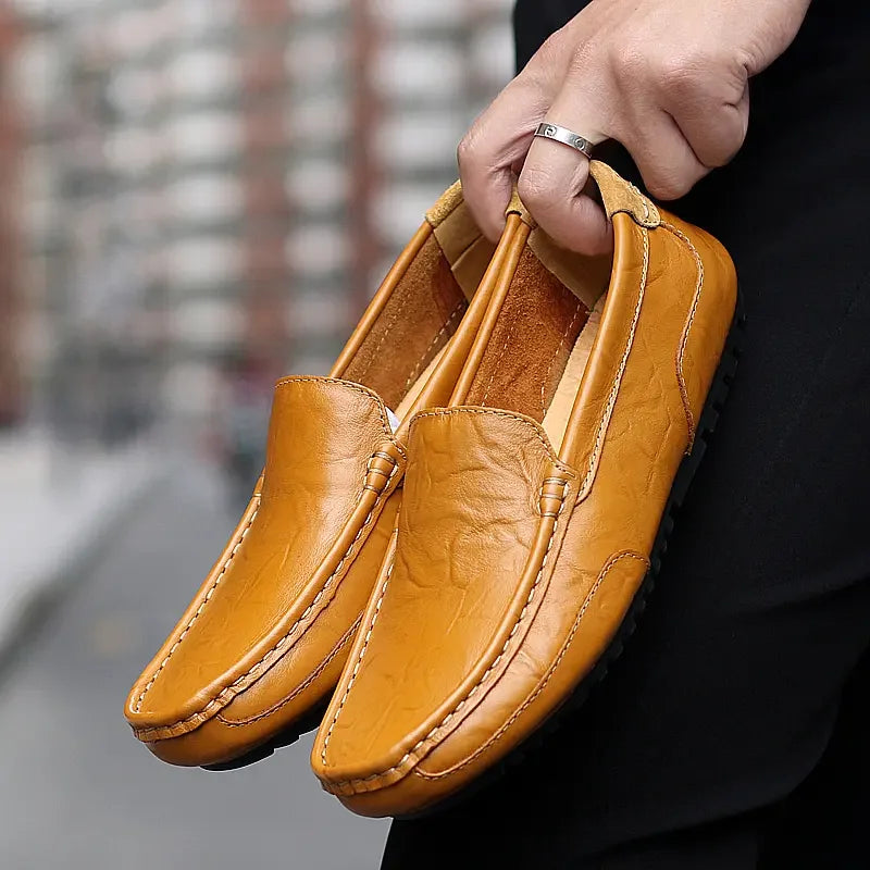 Mocassin Perforé Homme Bleu