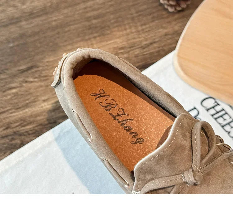 Children Casual Flats 2024 New Fabric Moccasin with Simple Bow Girls Minimalist Style Princess Shoes Anti Slip Wear-resistant