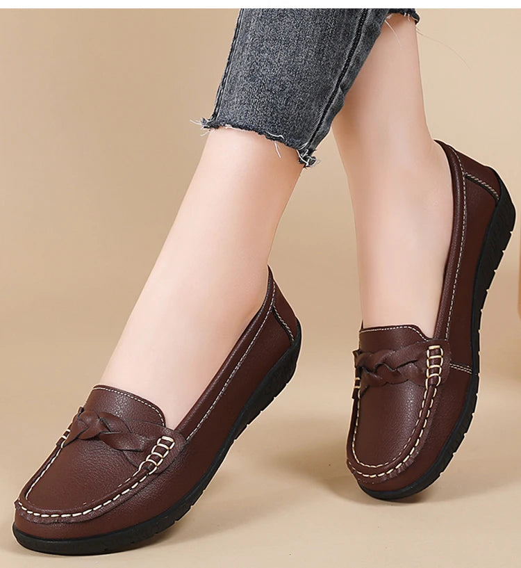 Women Shoes Soft Leather Women's Loafer 2025 New Flats Slip On Casual Shoes Flat Shoes Women White Footwear Zapatos De Mujer