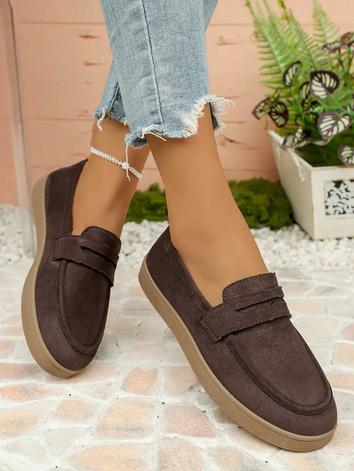 Women's Tassel Slip on Loafers Fashion Comfort Outdoor Flats Casual Shoes Daily Walking Shoes British Style Suede Sneakers 43